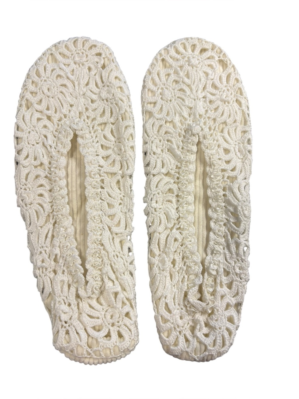 April Cornell White Crochet Slip-On Flats